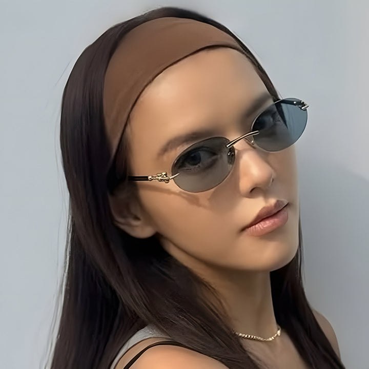 Women oval sunglasses with luxurious metal frame and mirrored lenses Kalsten