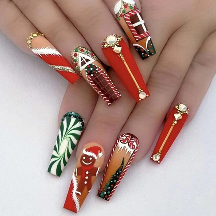 Holiday-Themed Decorative Press-On Nails