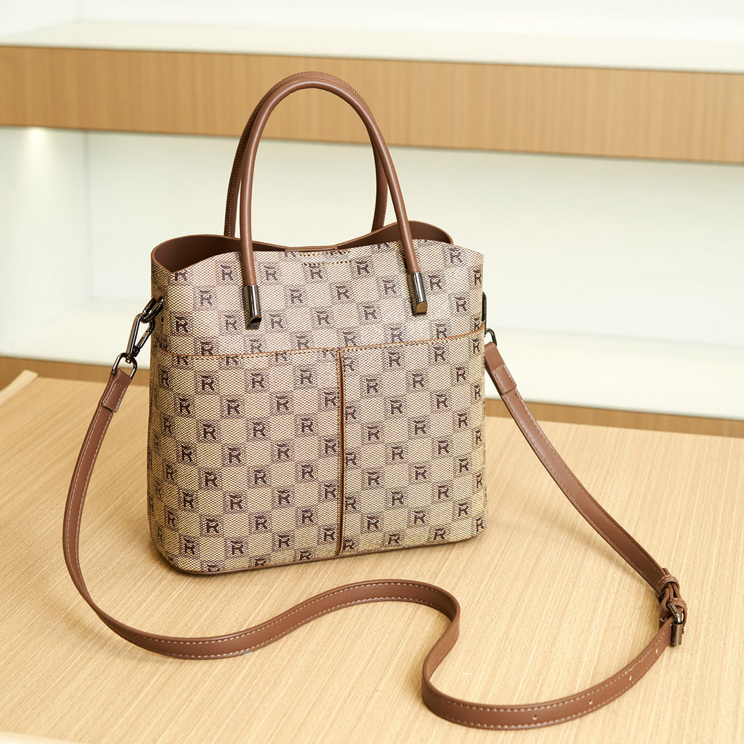 Designer Checkered Tote Handbag