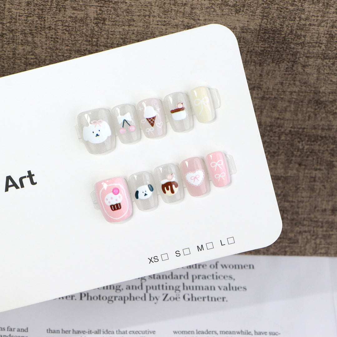 Whimsical Dessert-Themed Press-On Nail Art Set Kalsten