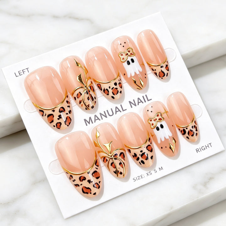Artistic Leopard Print Press-On Nail Art Set