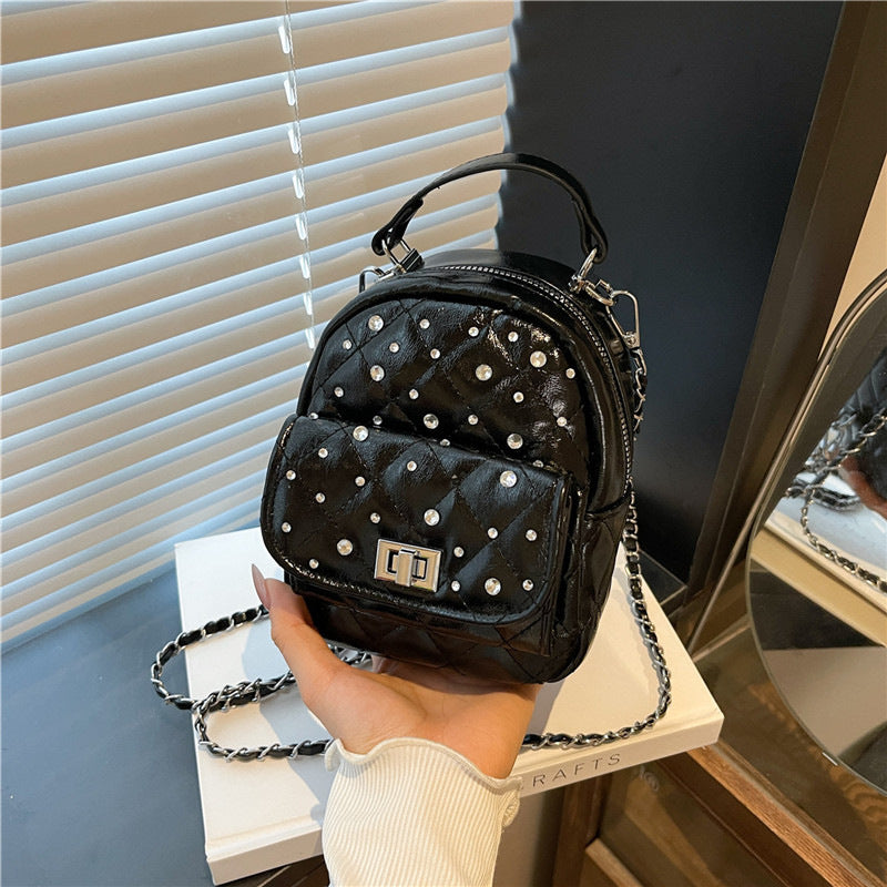 Quilted Mini Backpack with Rhinestone Accents Kalsten