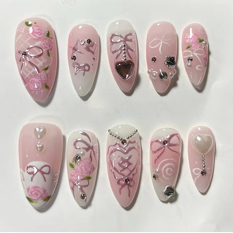 Artful Nail Art with Romantic Rose and Bow Designs Kalsten