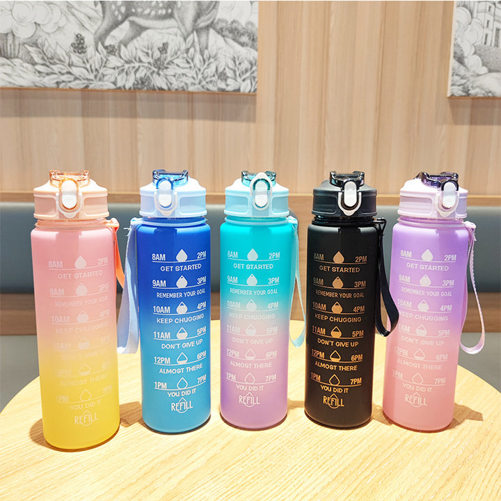 Women Motivating Water Bottle with Integrated Time Markers Kalsten