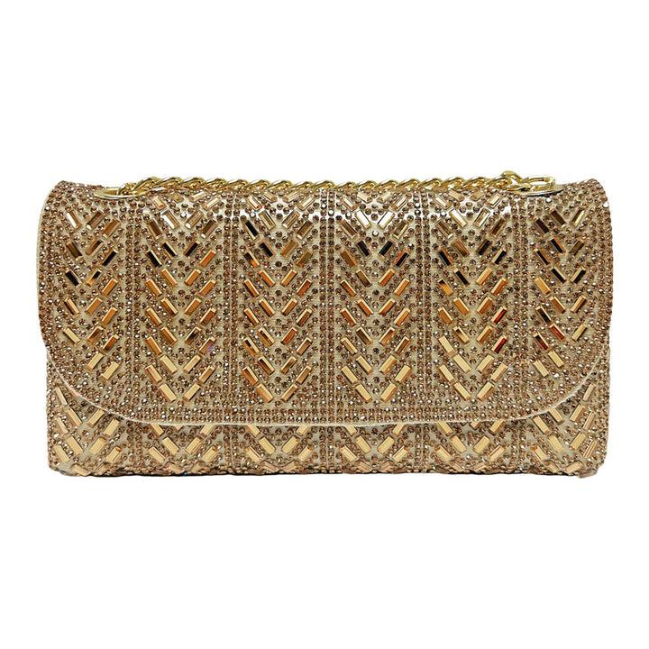 Decorative Crystal-Studded Evening Clutch