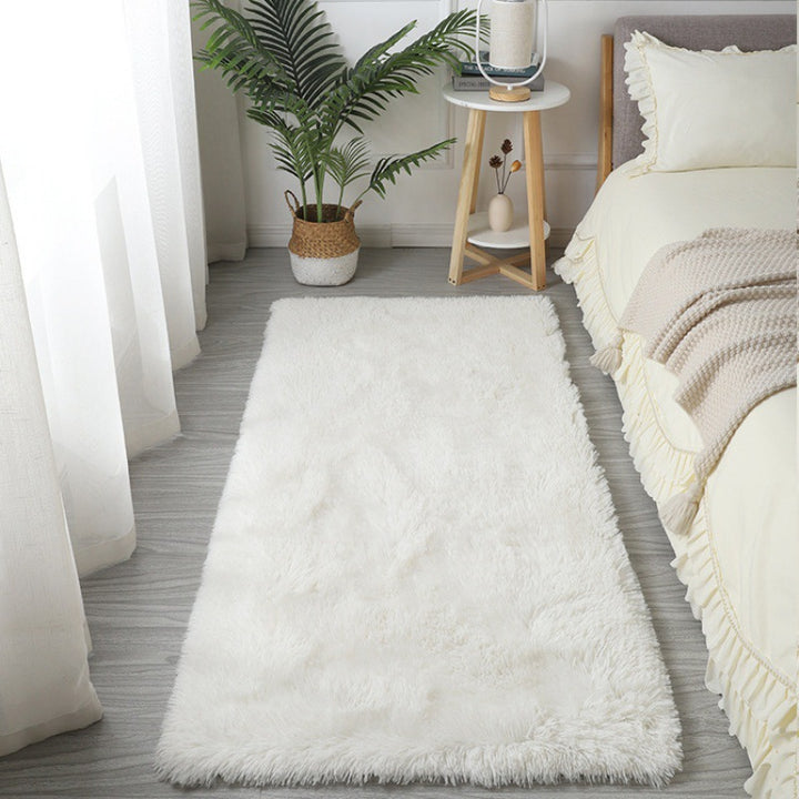 Plush Long-Pile Shag Area Runner Rug With Anti-Slip Backing And Faux Sheepskin Texture
