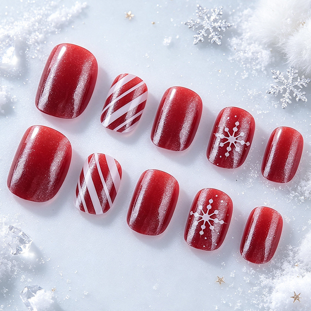 Festive Winter-Themed Press-On Nail Set Kalsten