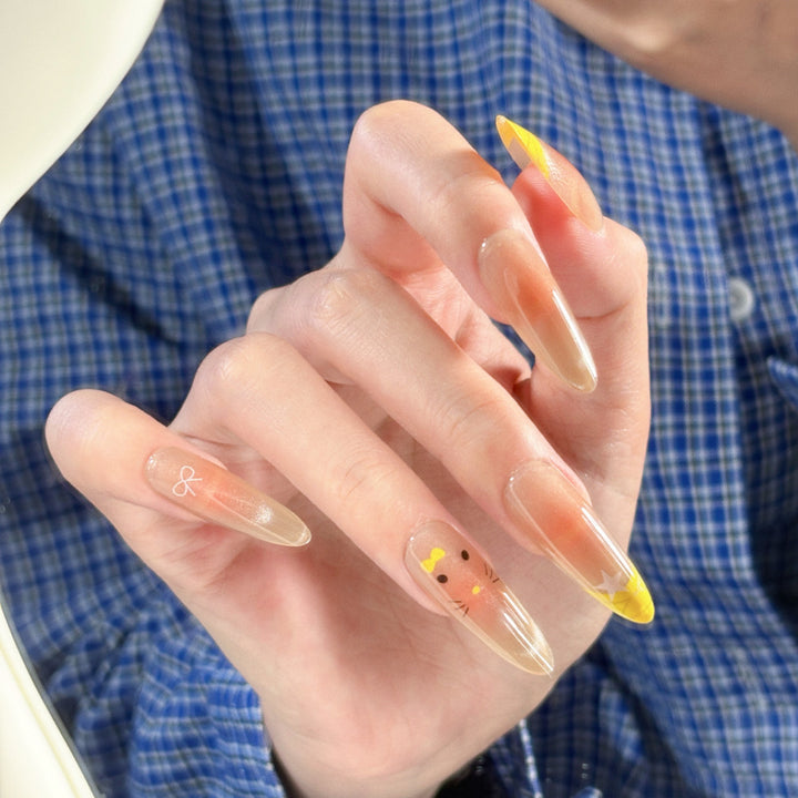 Decorative Press-On Nail Tips with Design Elements