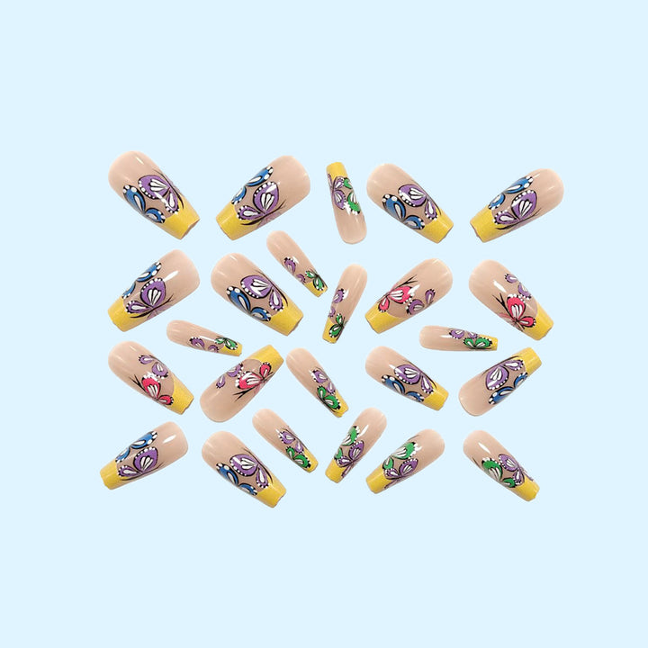 Colorful artificial nails with butterfly design Kalsten