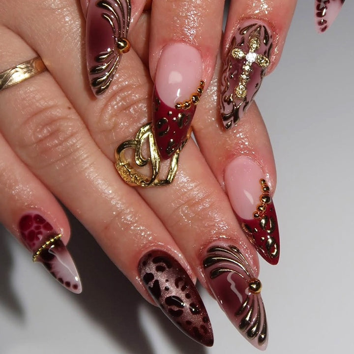 Creative nail art set with playful ladybug and glitter accents Kalsten
