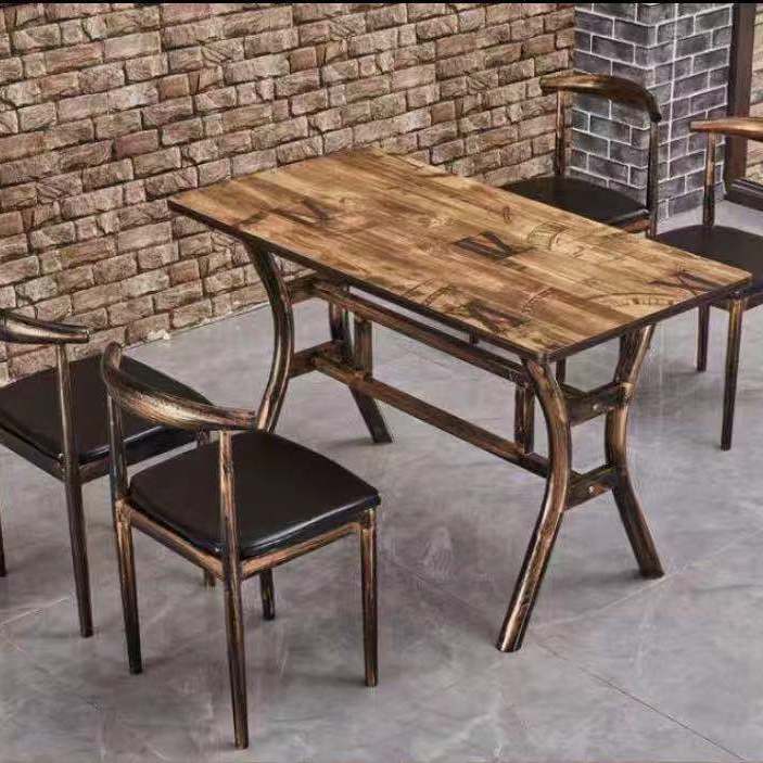 Vintage dining table with custom license plate design Kalsten
