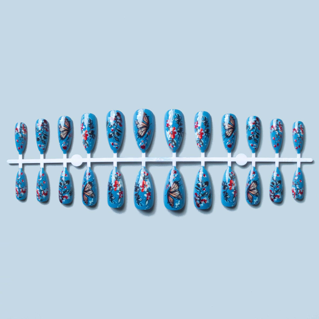 Artistic Floral Butterfly Nail Art