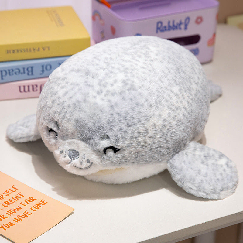 Plush Seal Cuddle Pillow with Embroidered Face and Side Flippers Kalsten