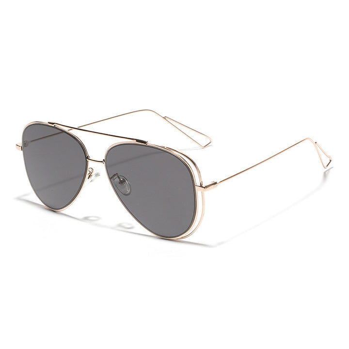 Women's retro aviator sunglasses with silver metal frame and mirrored lenses Kalsten