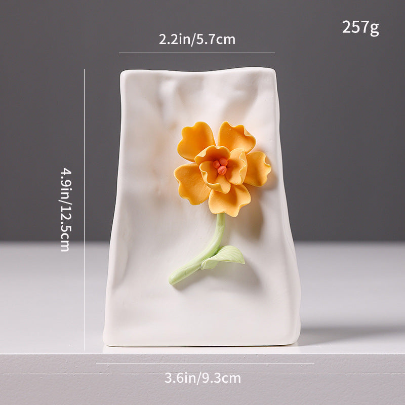 Decorative Floral Relief Ceramic Vase Kalsten