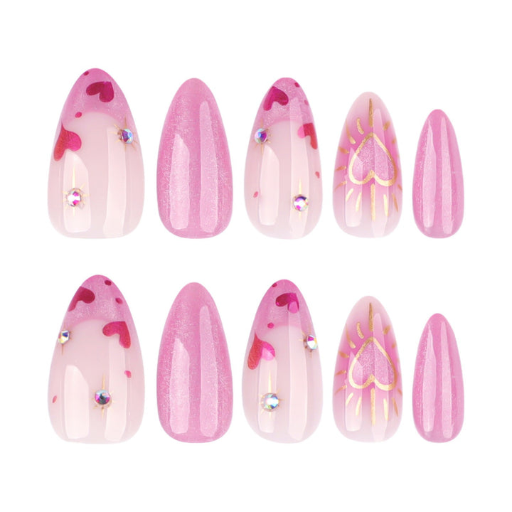 Artful Nail Art with Heart Design and Glitter Kalsten
