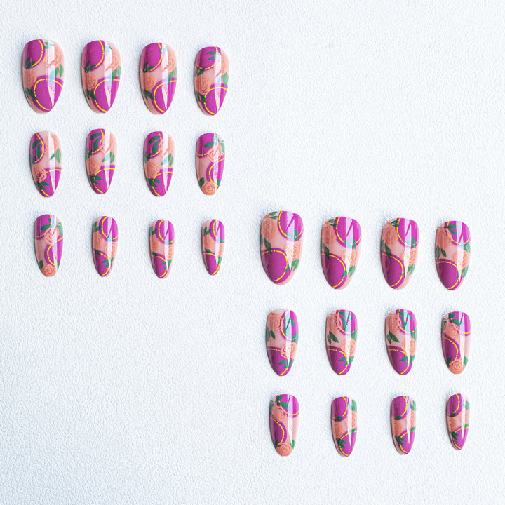 Floral Rose Acrylic Nail Art