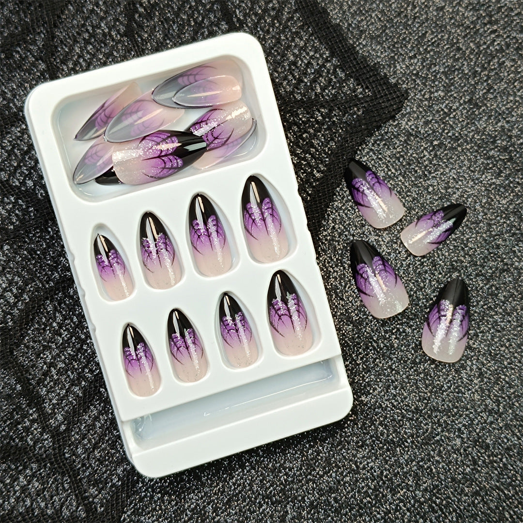 Artistic Stiletto Press-On Nails with Spider Web Design Kalsten