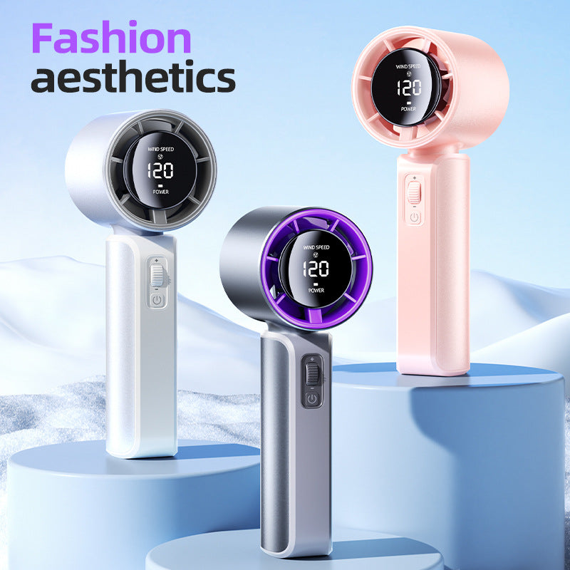 Unisex nan compact high-speed handheld fan with LED display rechargeable battery and quiet turbine Kalsten