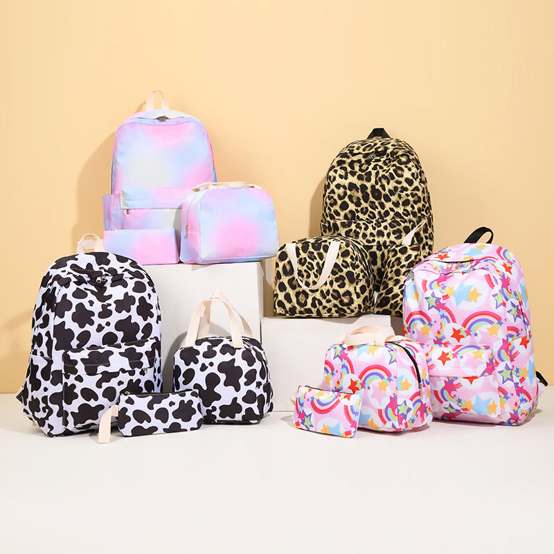 Stylish Cow Print Backpack and Accessory Set Kalsten