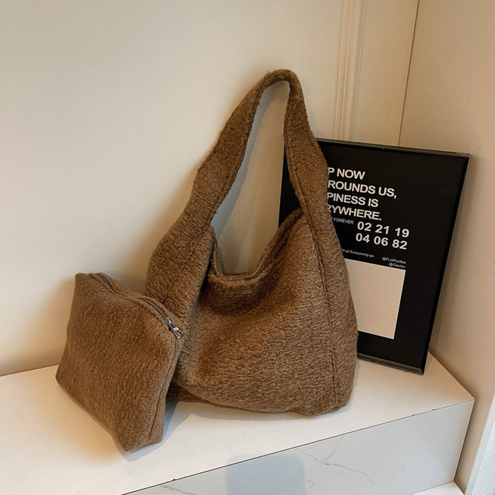 Cozy Textured Shoulder Tote Bag