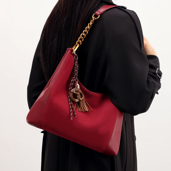 Elegant Chain-Handled Hobo Handbag