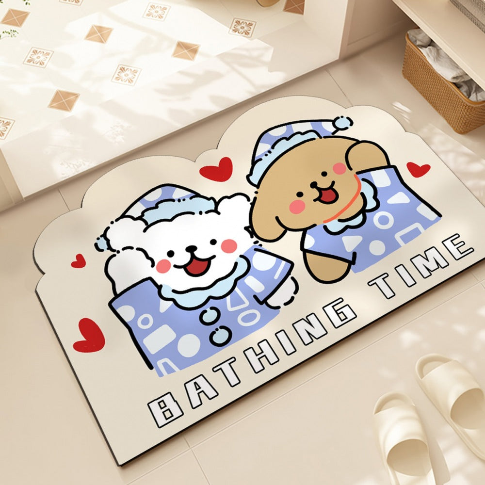 Cartoon Bear-Themed Bath Mat