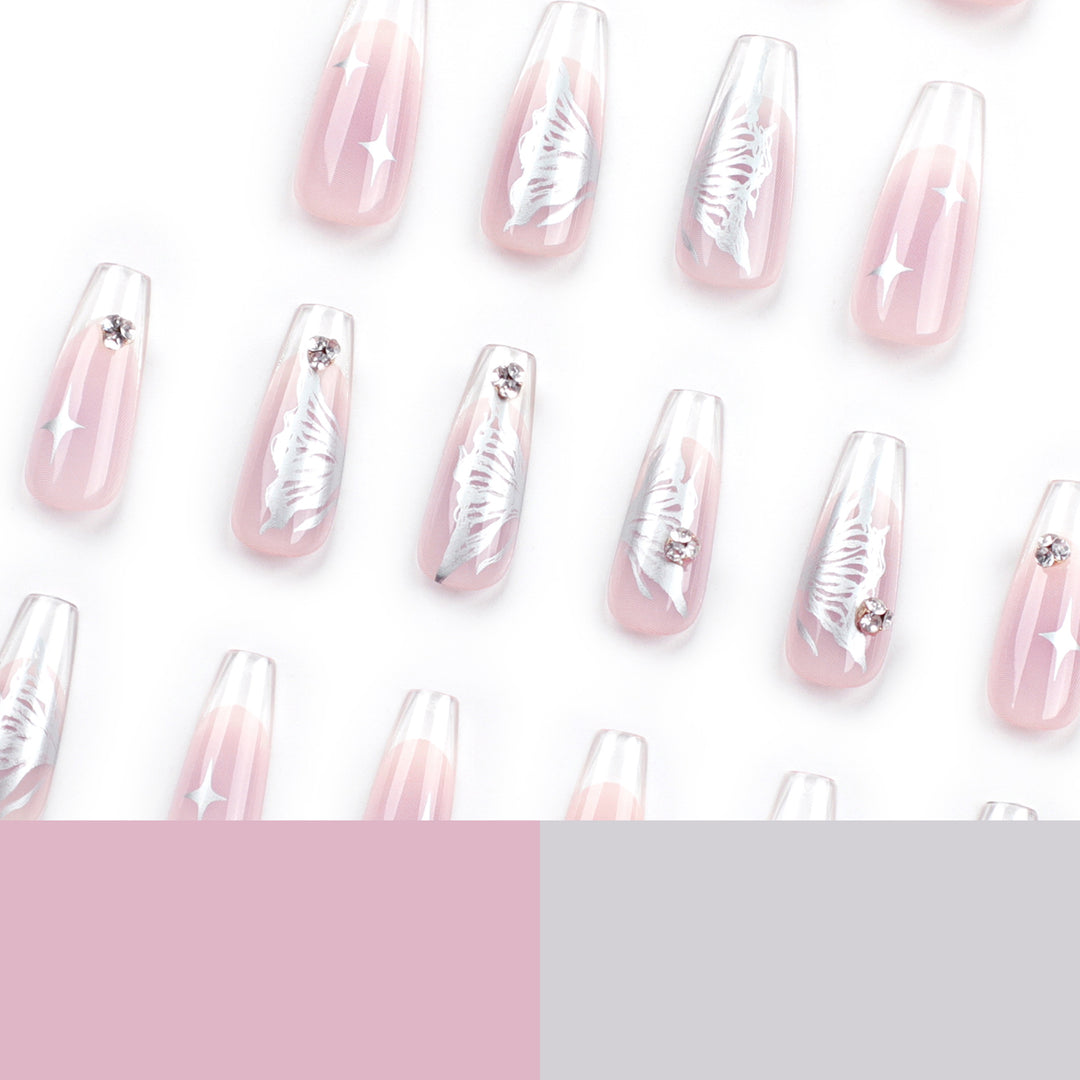 Artistic Nail Extensions with Elegant Floral Design Kalsten