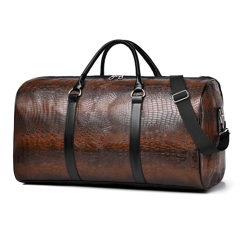 Stylish Crocodile Textured Travel Duffel