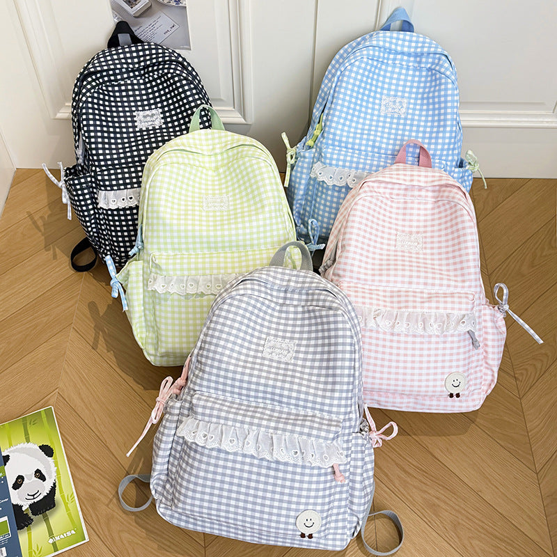 Cute Gingham Print Backpack Kalsten