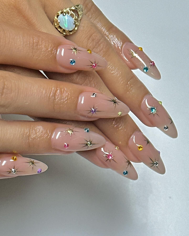 Nail art set with sparkling star and crystal decorations Kalsten