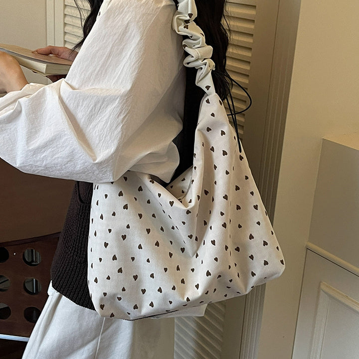 Heart Print Cozy Hobo Bag
