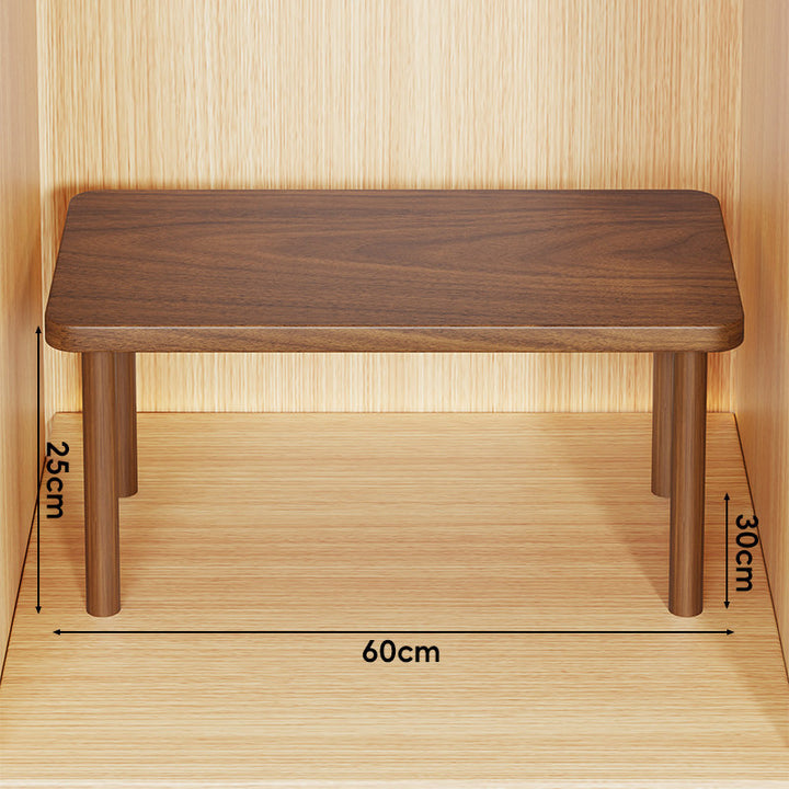 Height-Adjustable Rectangular Wooden Riser Table with Detachable Round Legs