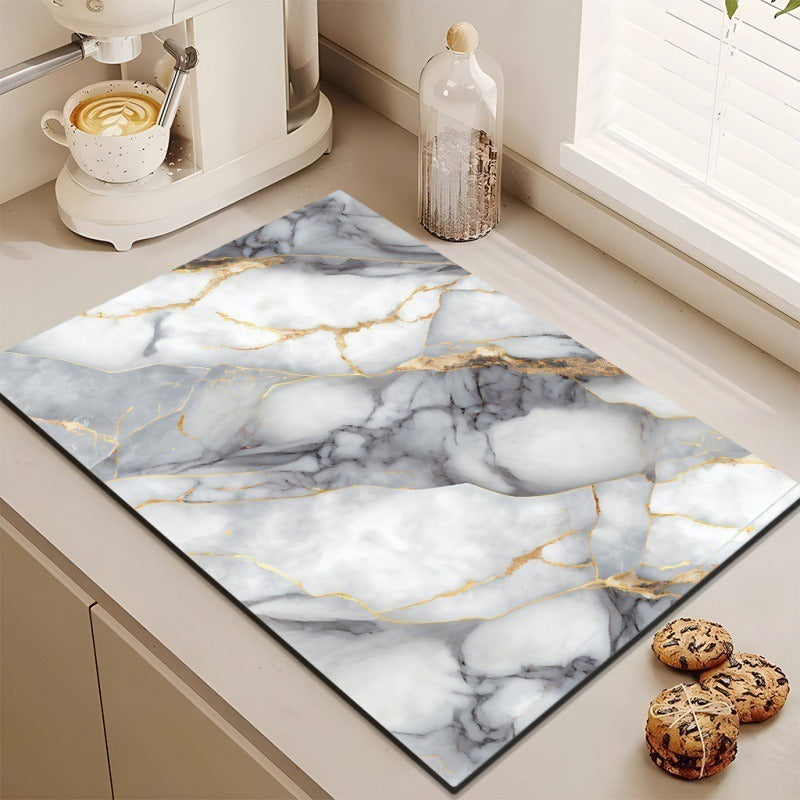 Stylish Marble-Effect Kitchen Mat Kalsten