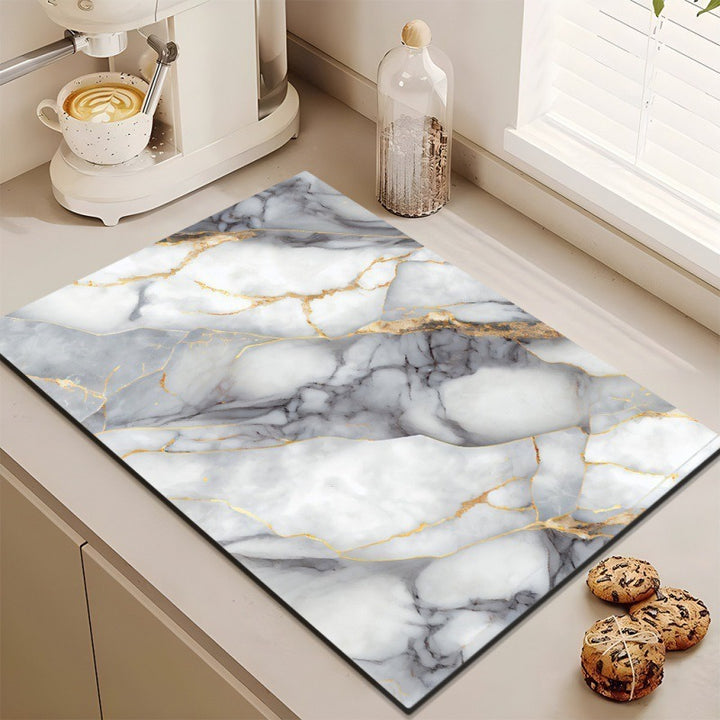 Stylish Marble-Effect Kitchen Mat Kalsten