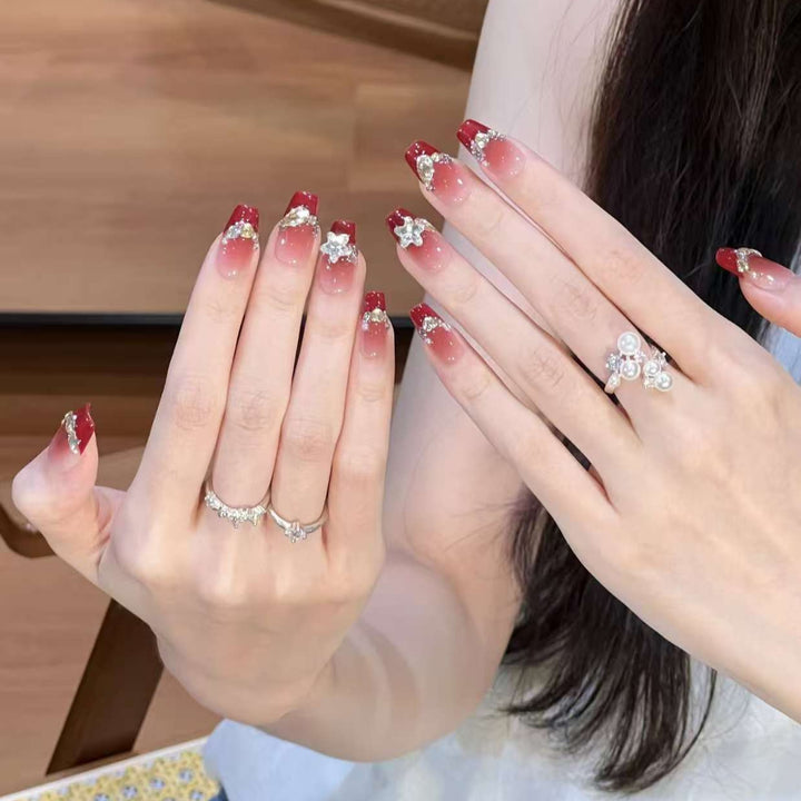 Artistic Floral Stiletto Nail Art Enhancements