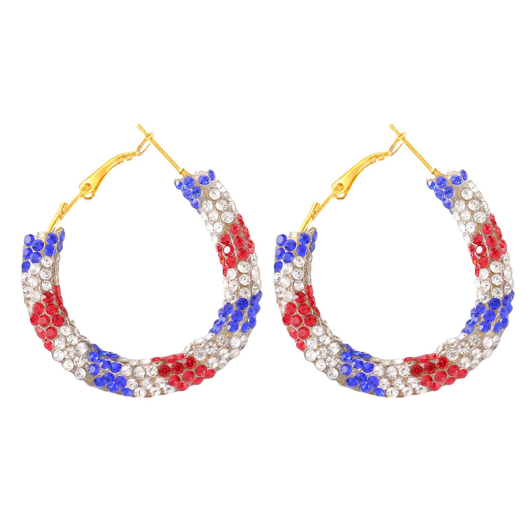 Ladies enamel earrings horseshoe with star stripe motif Kalsten