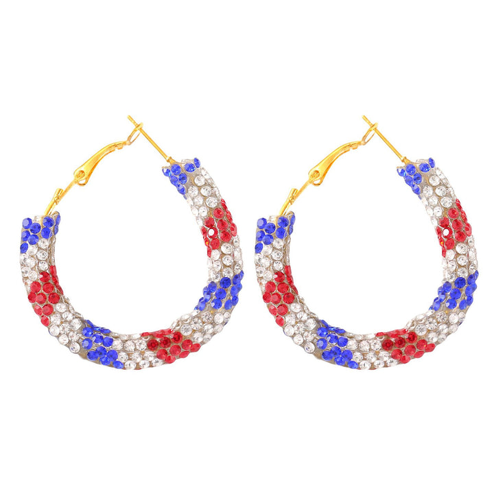 Ladies enamel earrings horseshoe with star stripe motif Kalsten