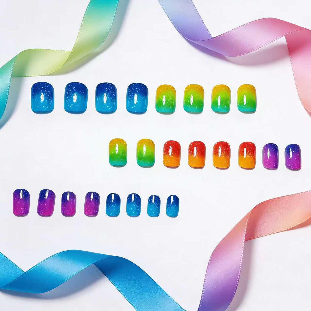 Glittered Rainbow Ombre Nail Art Kalsten