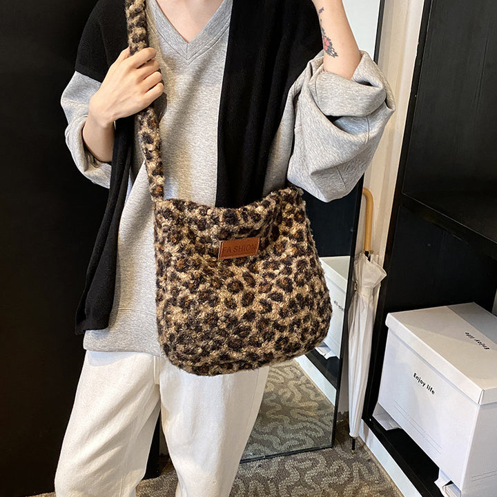 Soft Leopard Print Shoulder Bag