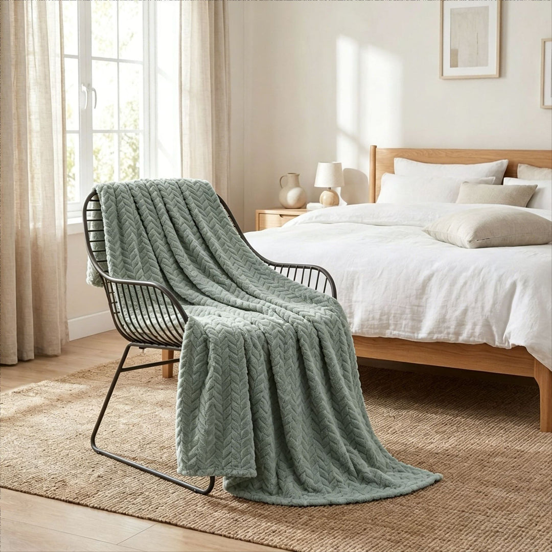 Chevron Patterned Plush Throw Blanket