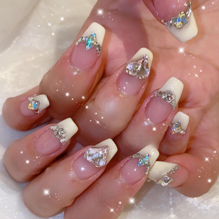 Artistic Nail Extensions with Gemstone Decorations Kalsten
