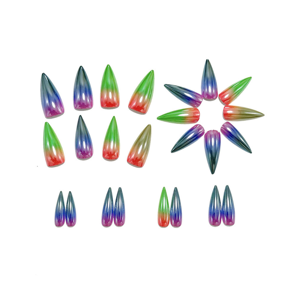 High-shine artificial nails in trendy multicolor design Kalsten