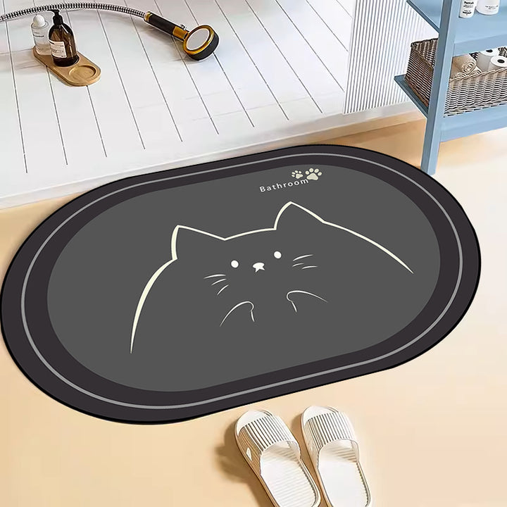Cute Cat-Themed Bath Mat