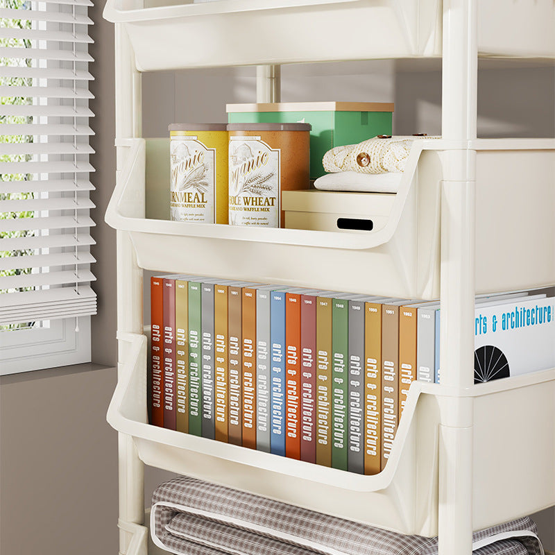 Compact Two-Tier Rolling Utility Cart with Deep Removable Plastic Bins