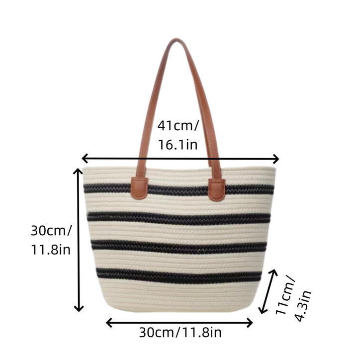 Fashion shopping bag with textured wicker design and leather handles Kalsten