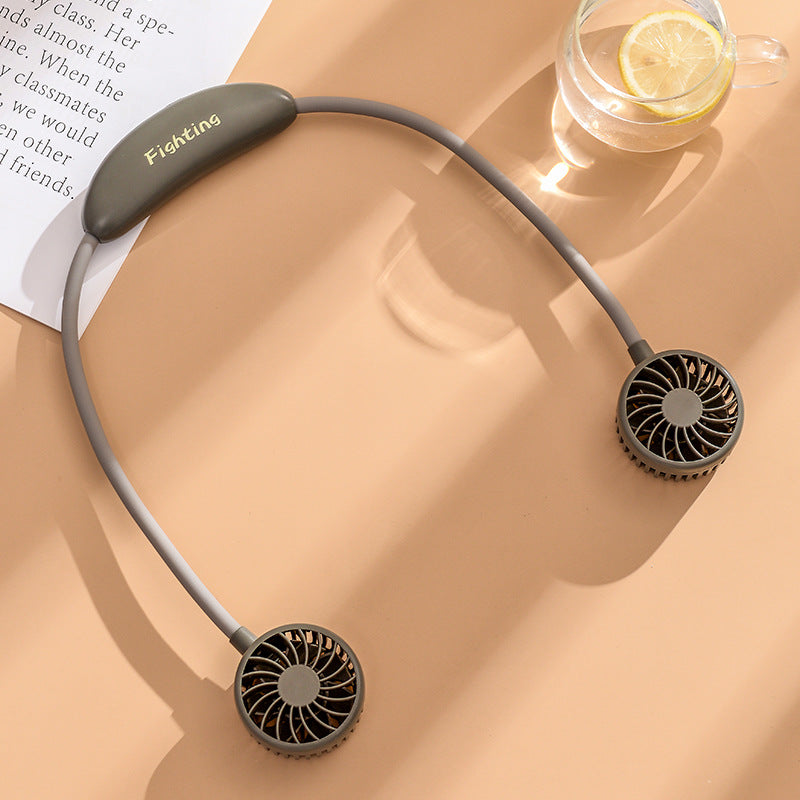 Unisex portable neck fan with dual fan heads, flexible neckband, quiet brushless motor, and USB charging function Kalsten