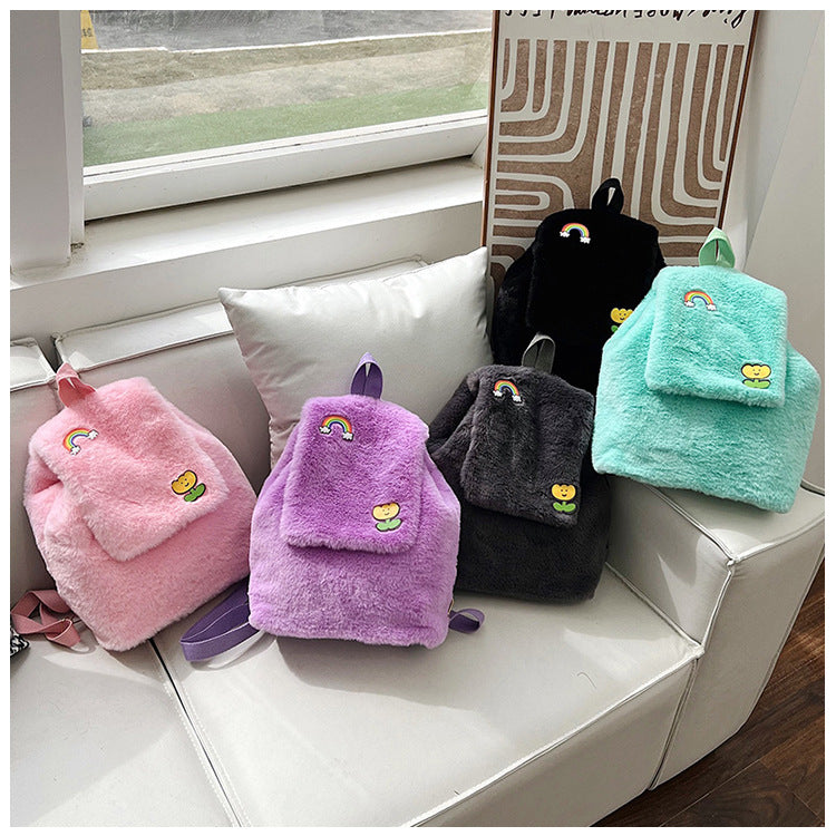 Plush Backpack with Colorful Appliqués Kalsten