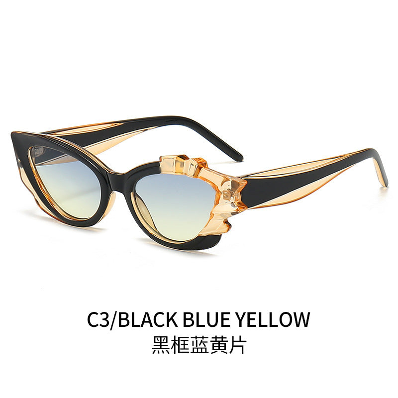 Ladies Cat-Eye Sunglasses with Eye-Catching Flower Frame Kalsten