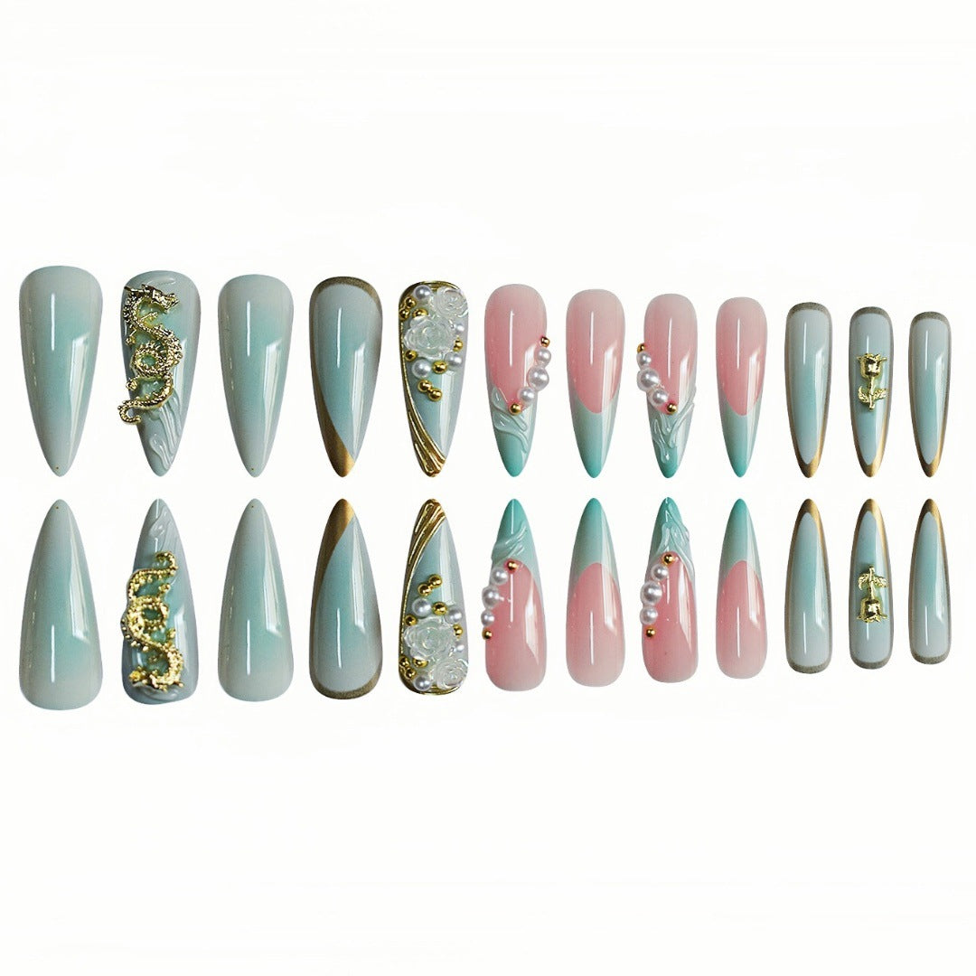 Decorative Stiletto Press-On Nail Art Extensions Kalsten